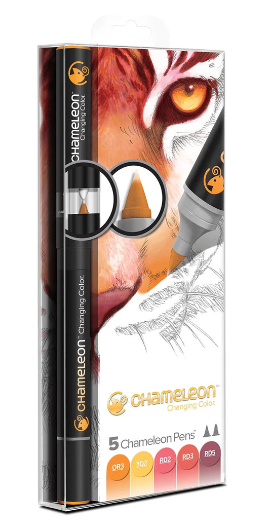 ROTULADORES CHAMELEON DOBLE PUNTA TONOS CALIDOS X 5 PZ ECHCT0511