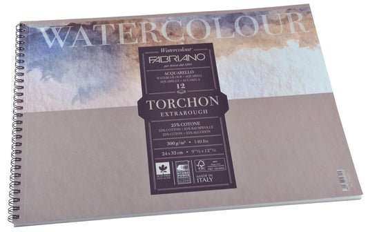 BLOCK FABRIANO WATERCOLOUR TORCHON ESPIRAL 12H 24X32CM G300 558032