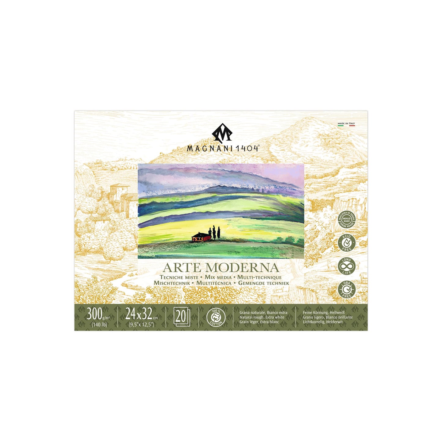 BLOCK MAGNANI MIXED MEDIA ARTE MODERNA 24X32CM 300G 20H 100% ALG. 571432