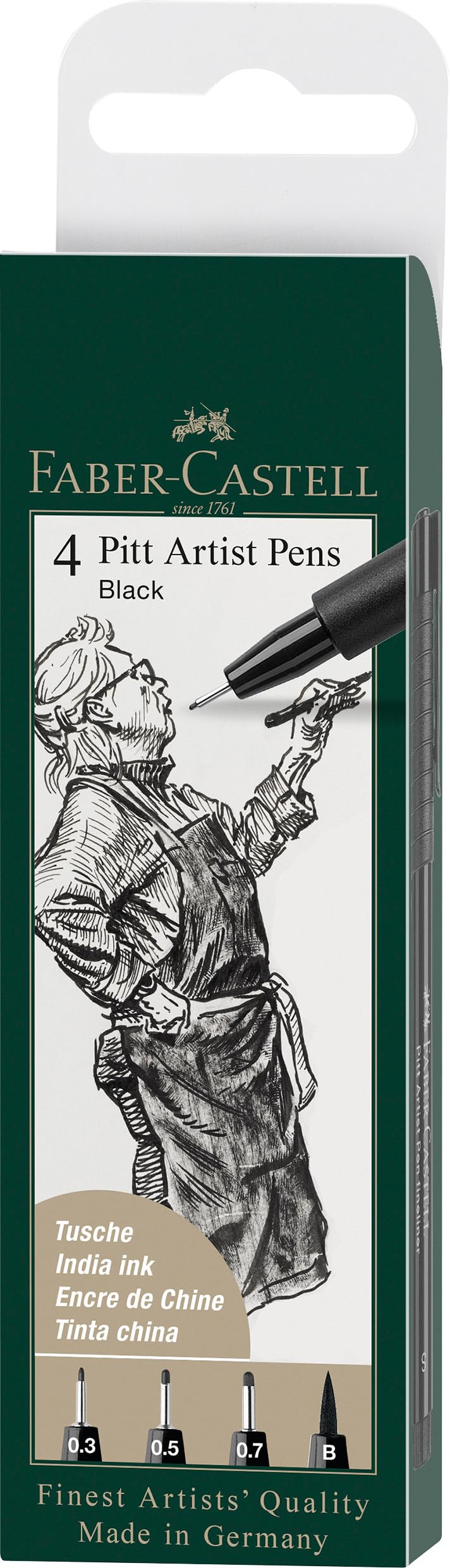 Marcador FC Pitt Artist Pen (S,FM,B) x 4 negro 167100