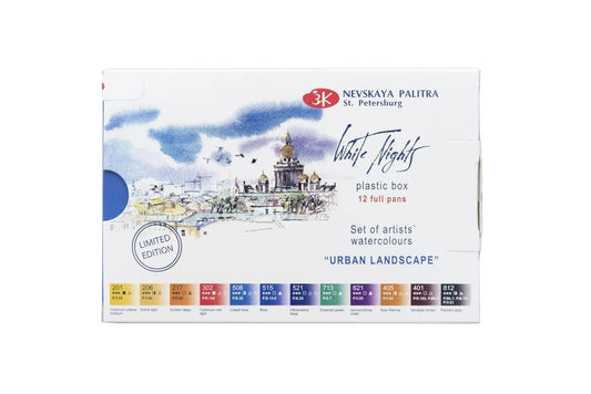 ACUARELAS WHITE NIGHTS EDIC. PAISAJE URBANO 12 PASTILLAS EN ESTUCHE PLÁSTICO 350009