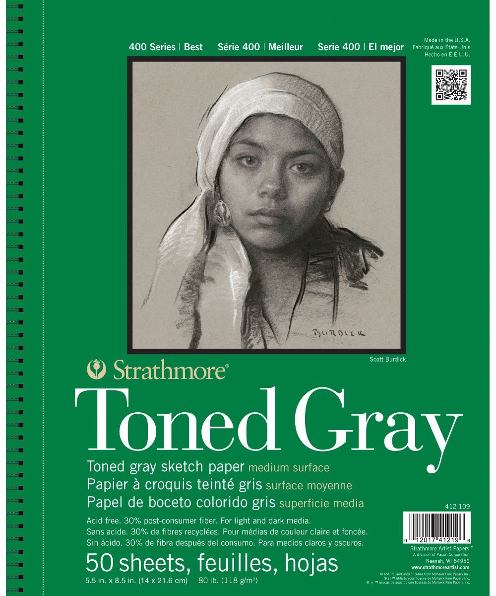 BLOCK STRATHMORE TONED GRAY 50HJ 14X21.6CM 118GR 412105
