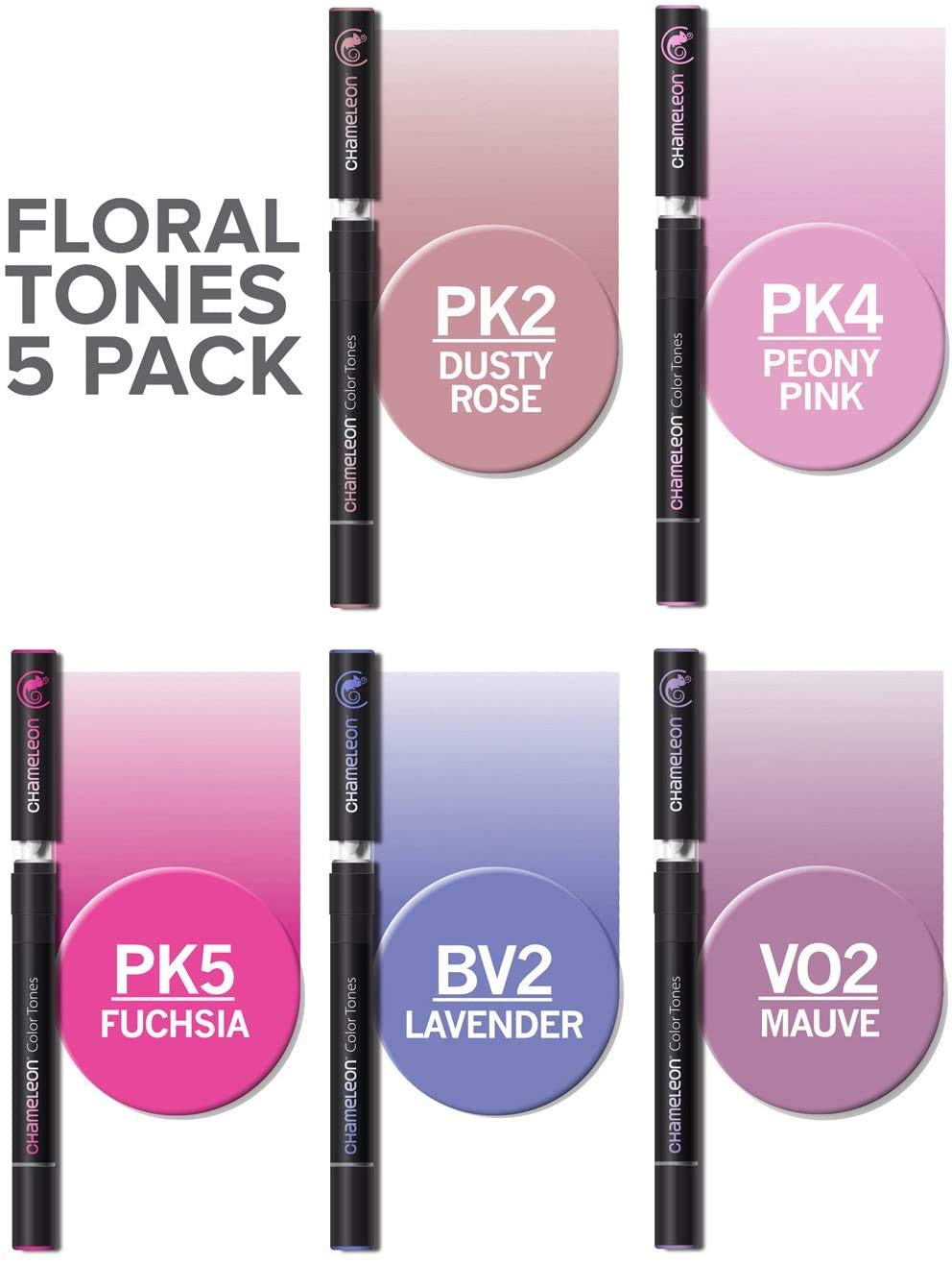 ROTULADORES CHAMELEON DOBLE PUNTA TONOS FLORALES X 5 PZ ECHCT0512