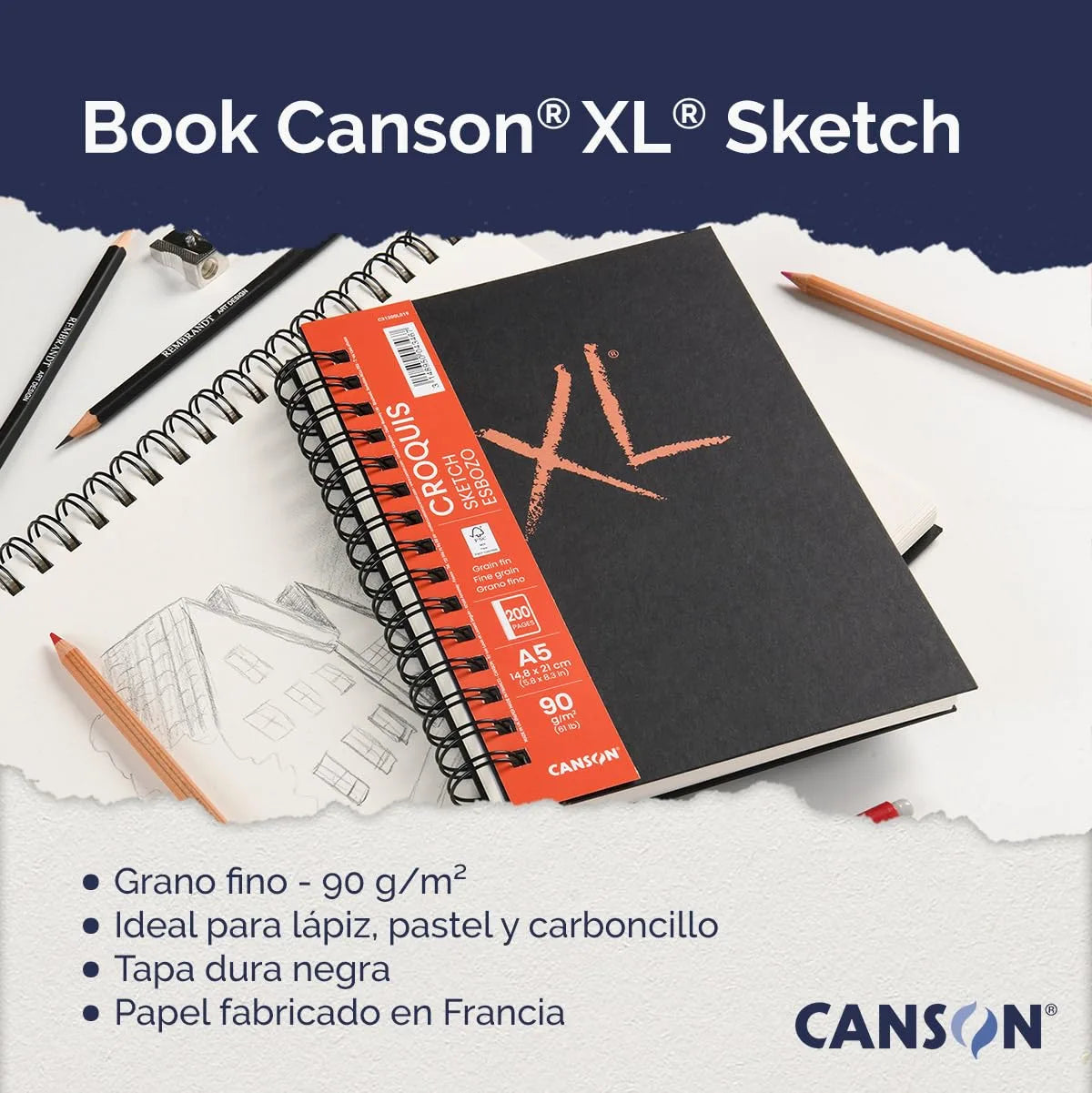 BLOCK CANSON BOOK XL CROQUIS AA 21X29.7CM 90G 200HJ 73712