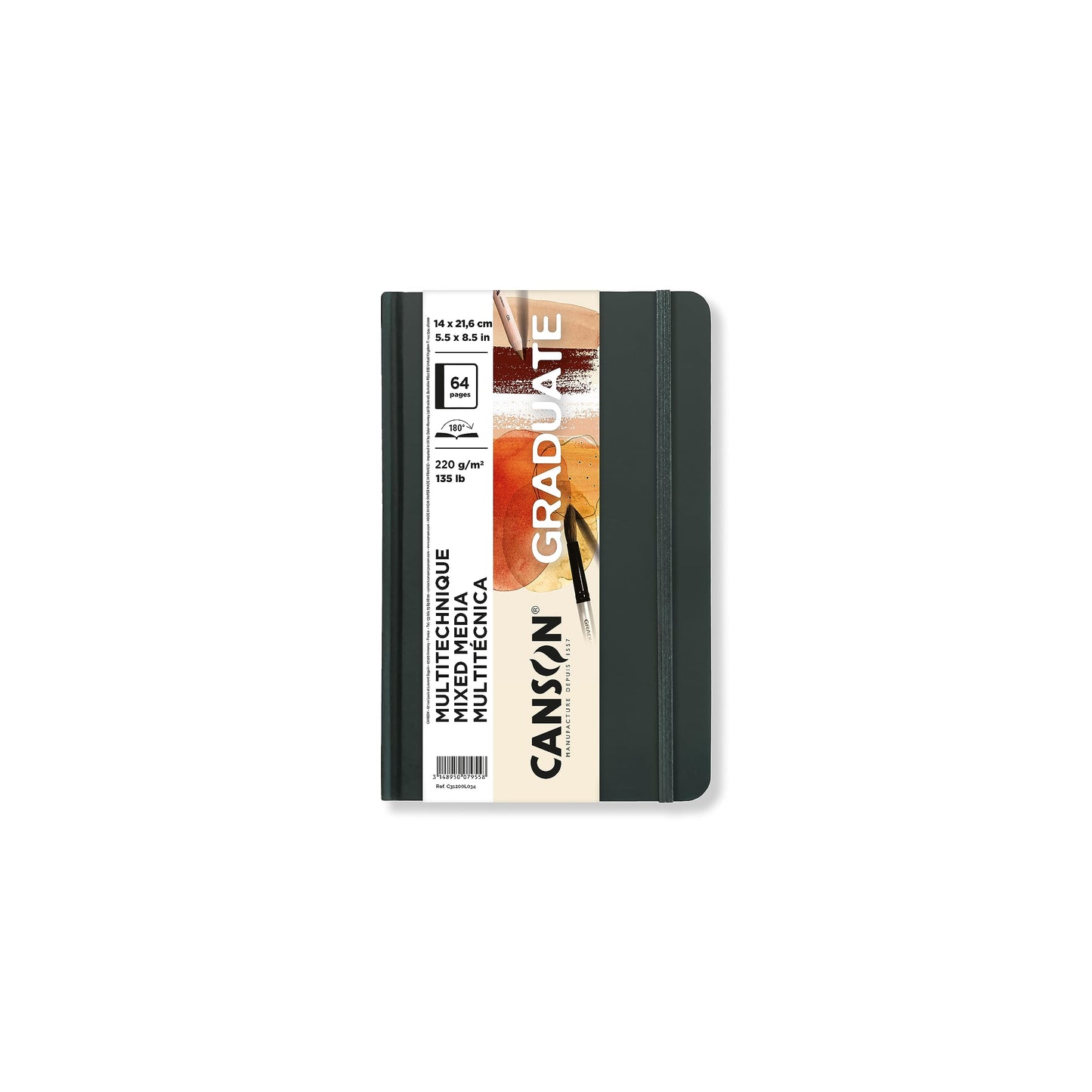 BLOCK CANSON GRADUATE MIX MEDIA 14X21.6CM. 220GR GS RESISTENTE 52HJ 73720