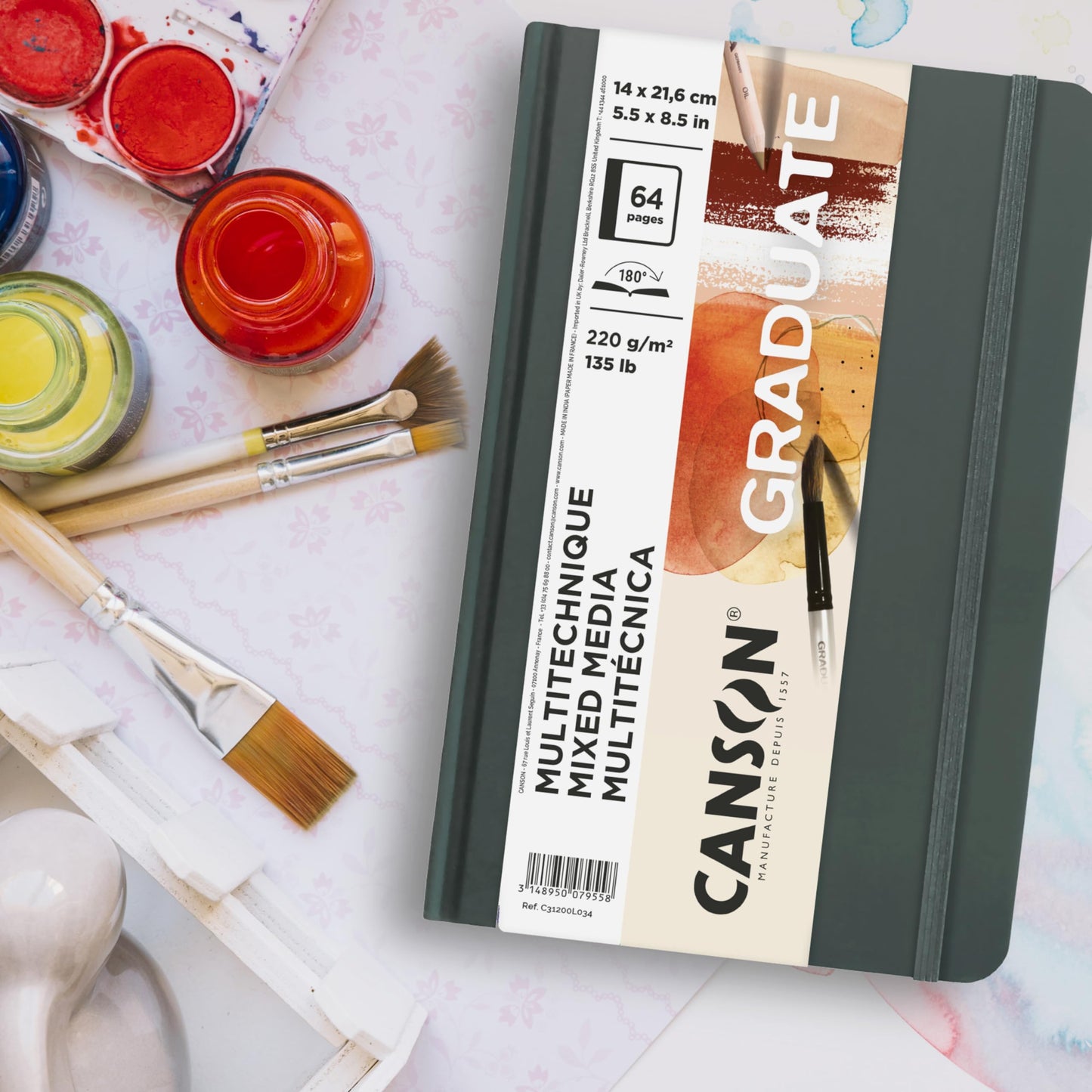BLOCK CANSON GRADUATE MIX MEDIA 14X21.6CM. 220GR GS RESISTENTE 52HJ 73720