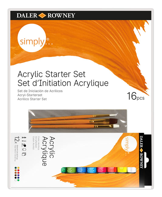 PINTURA ACRILICA SIMPLY 16PC STARTER SET LIENZO Y PINCELES 66425
