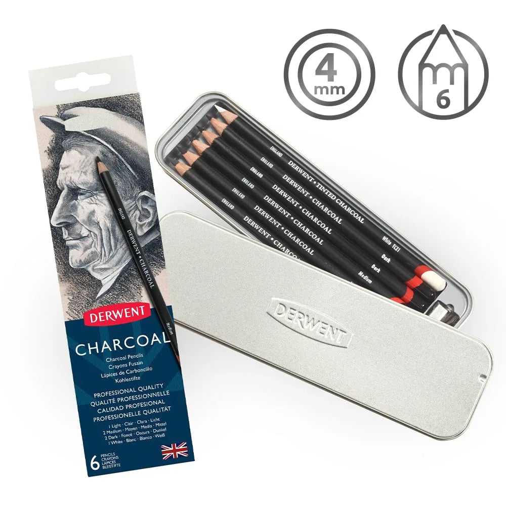 LAPICES DE CARBON DERWENT C6 CAJA MET 21292