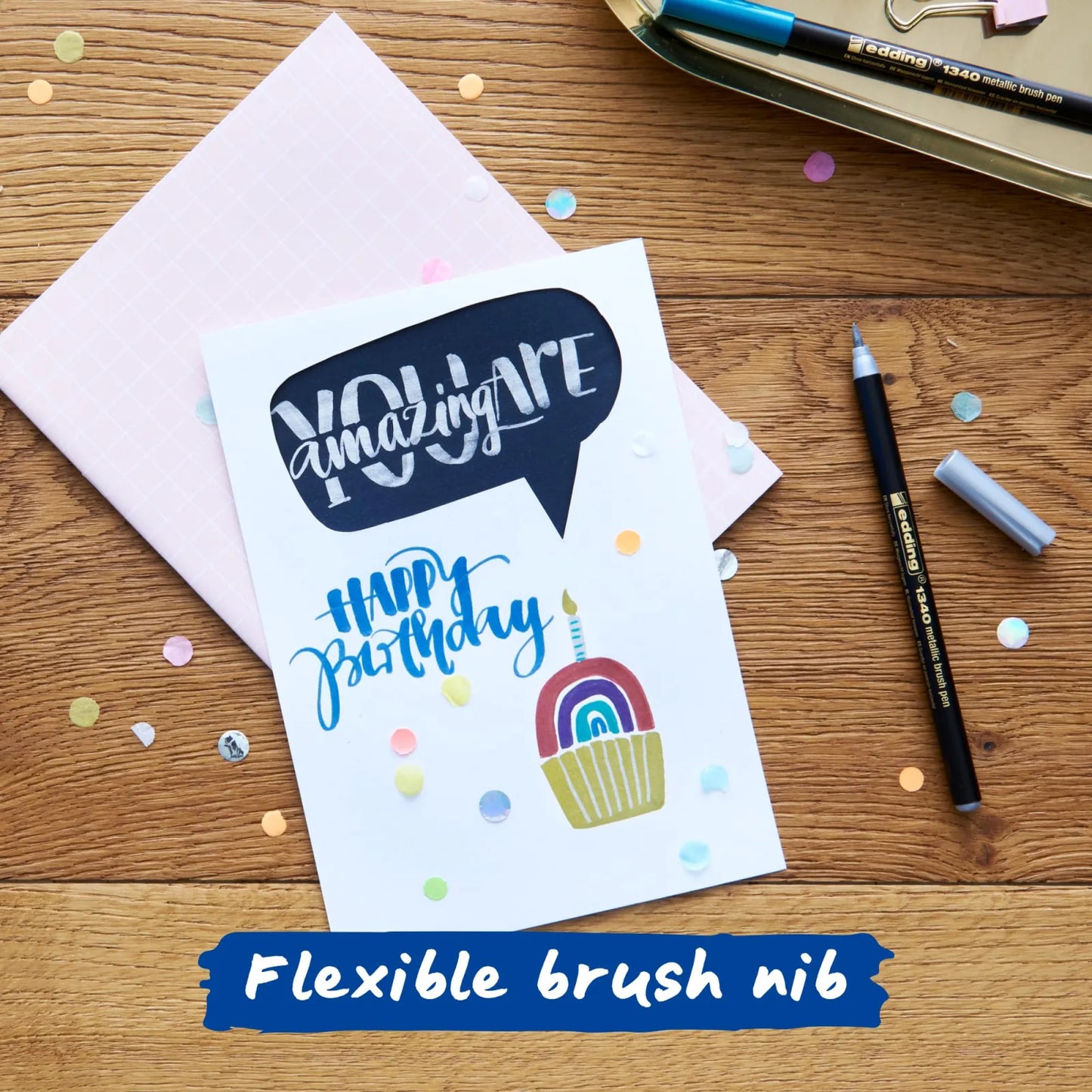 ROTULADOR EDDING BRUSH PEN CALIGRAFIA P.PINCEL FLEX MET X6 61-E-13406-MET