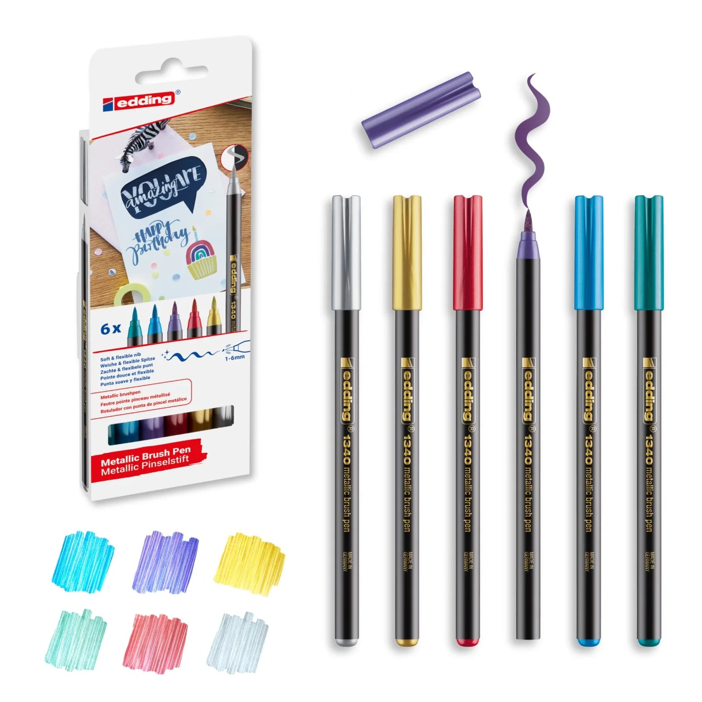 ROTULADOR EDDING BRUSH PEN CALIGRAFIA P.PINCEL FLEX MET X6 61-E-13406-MET