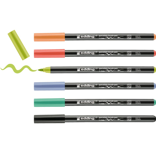 ROTULADOR EDDING CERAMICA Y PORCELANA P. PINCEL FLEXIBLE 1-4MM VIVIDOS X 6 61-E-42006VIVID