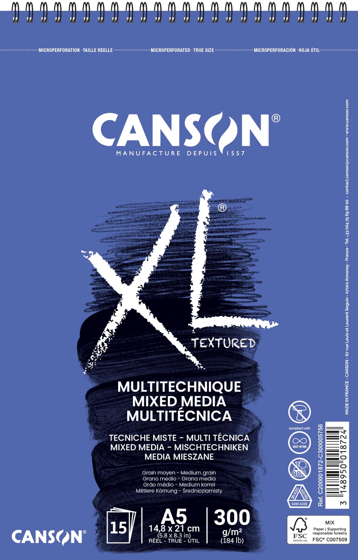 ALBUN CANSON XL MIX MEDIA A5 14X21CM 15H 300G SPP 61207