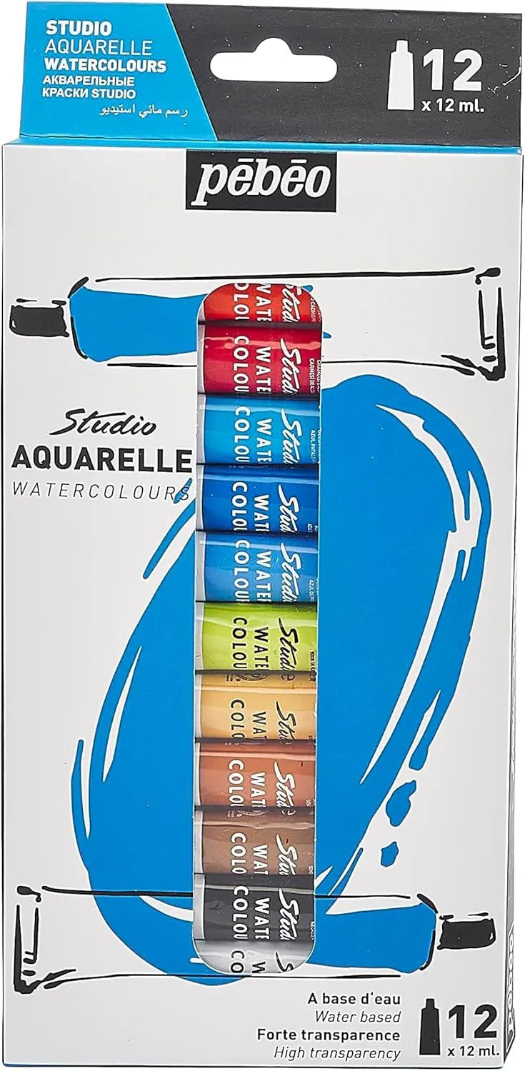 PINTURA ACUARELAS PEBEO SET 12 TUBOS 12 ML 140900