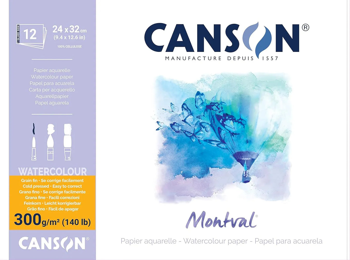 BLOCK CANSON MONTVAL ACUARELA 24X32CM 300G 12H GF 62383