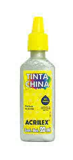 TINTA CHINA ACRILEX ESC.20ml PLATA
