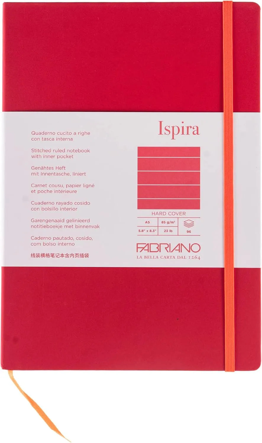 BLOCK FABRIANO ISPIRA HARD A5 LINES RED 96 HOJAS 85G 566402