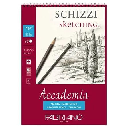 BLOCK FABRIANO ACADEMIA SHIZZI SKETCHING ESPIRAL 50H 29.7X42CM G120 558944