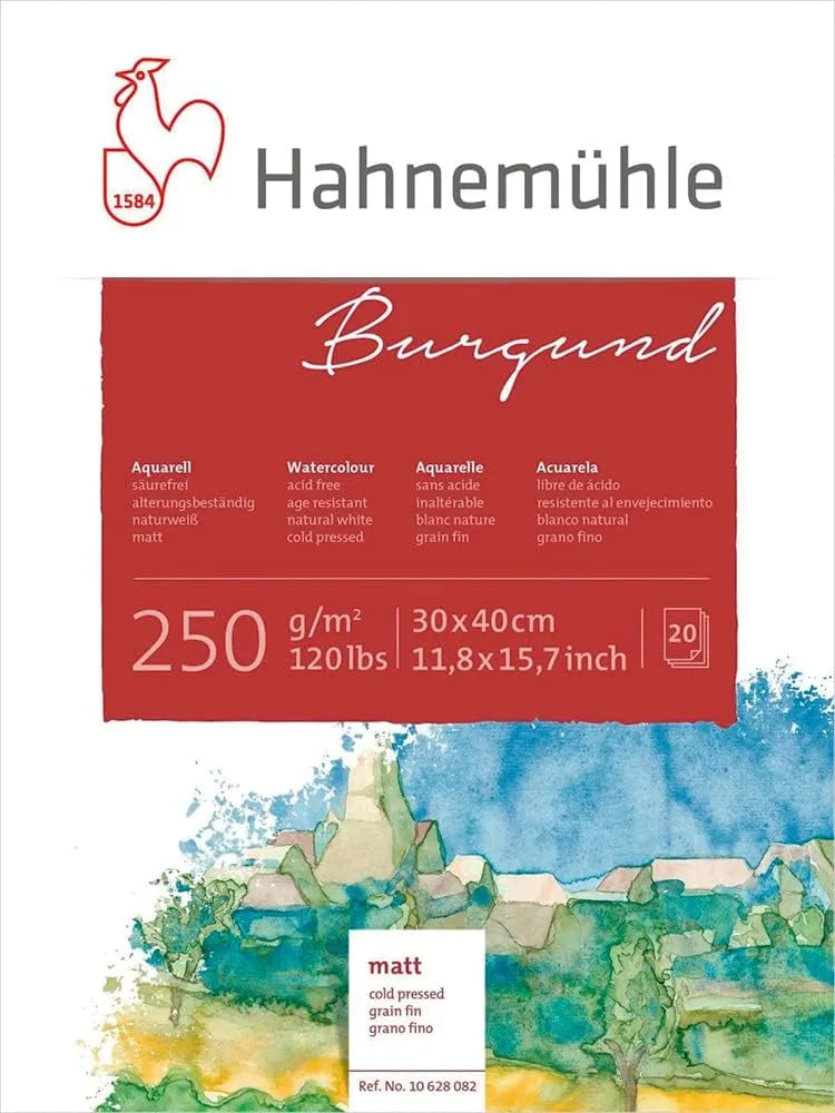 BLOCK HAHNEMÜHLE ACUARELA BURGUNDY MATT 30X40 20HJ 290GMS 20653
