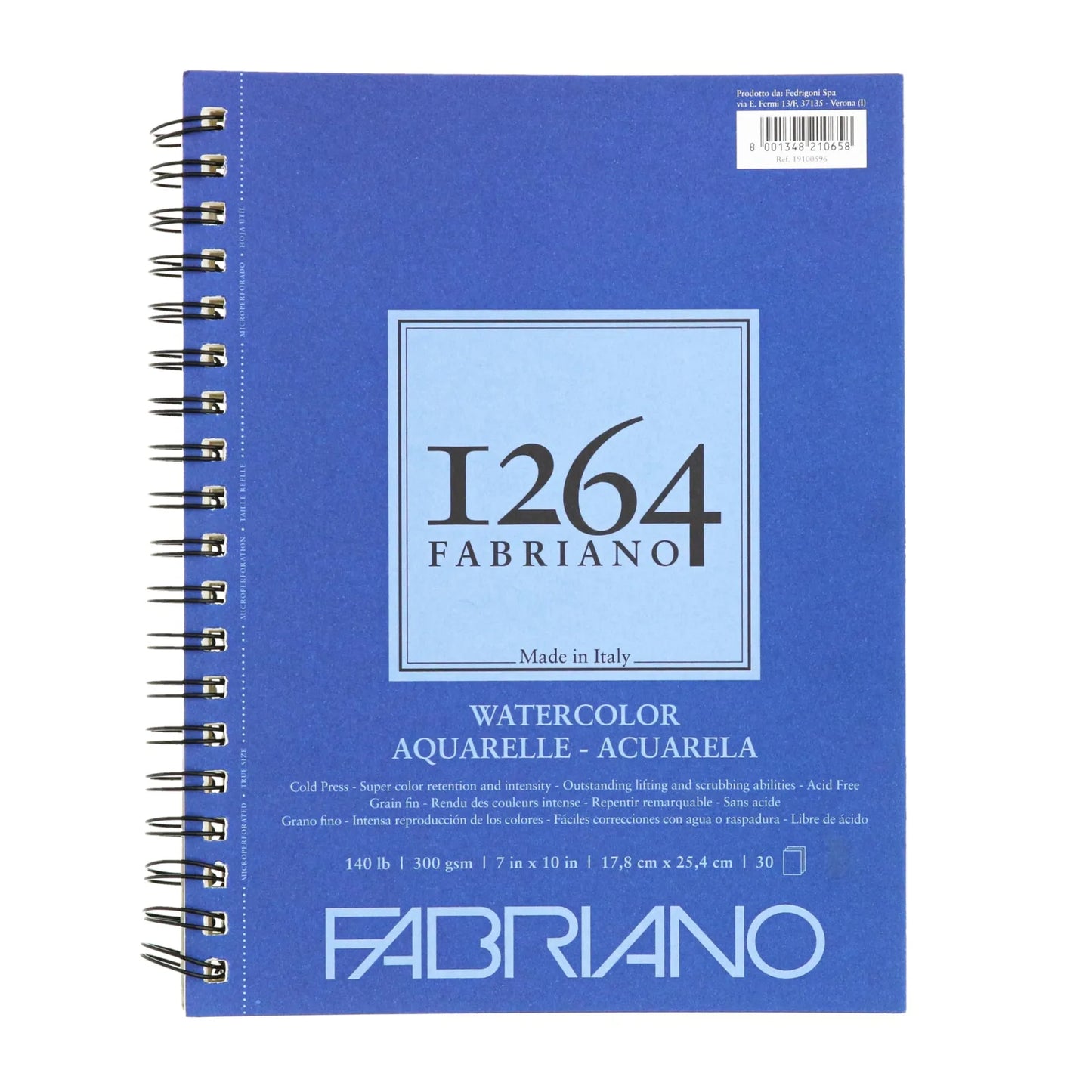 BLOCK FABRIANO 1264 WATERCOLOR ESPIRAL 30H 7X10 G 300 557596
