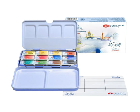 ACUARELAS WHITE NIGHTS 12 PASTILLAS EN ESTUCHE MWTALICOS 350020