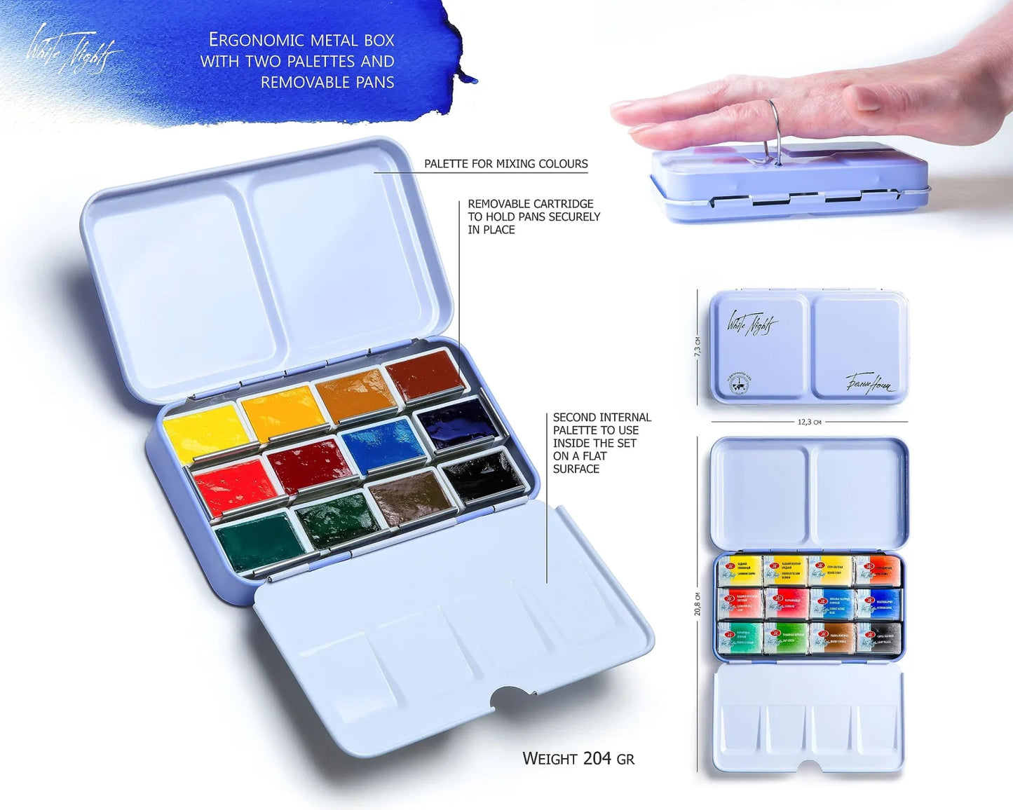 ACUARELAS WHITE NIGHTS 12 PASTILLAS EN ESTUCHE MWTALICOS 350020