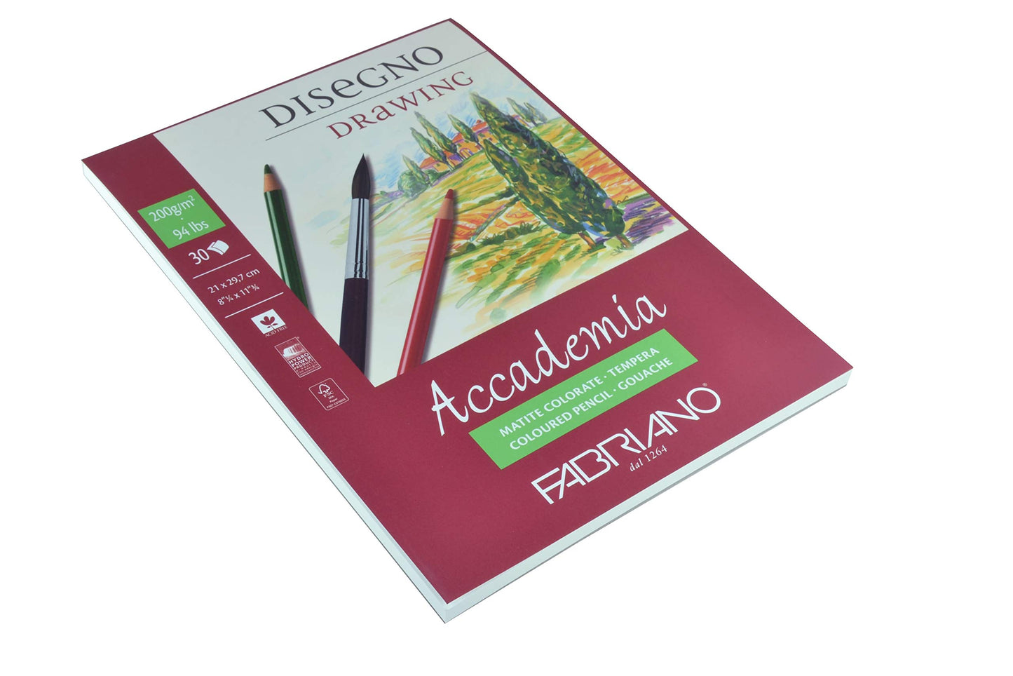 BLOCK FABRIANO ACADEMIA DRAWING 30H 21X29.7CM G200 558130