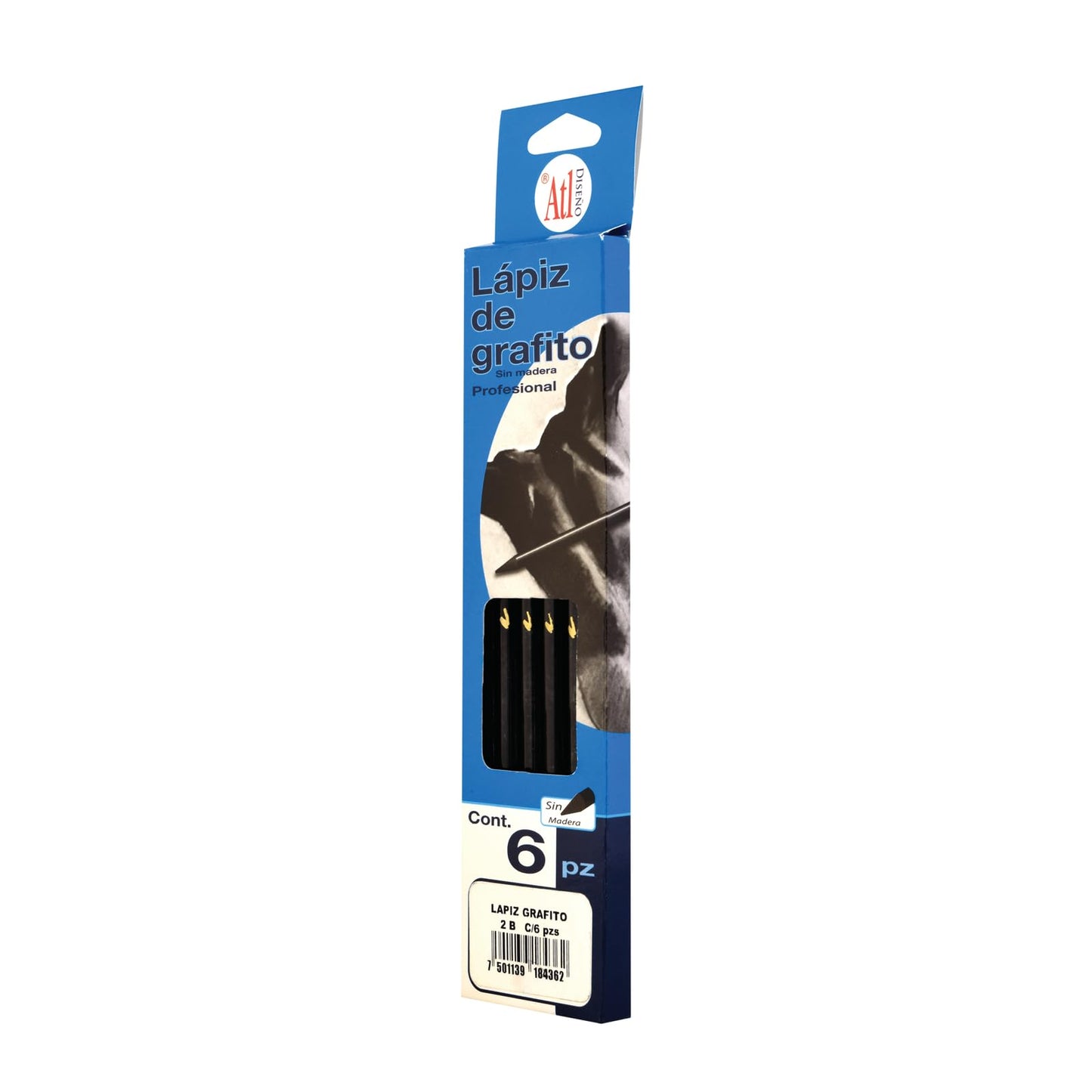 LAPIZ GRAFITO ATL SIN MADERA X6 2B 19624