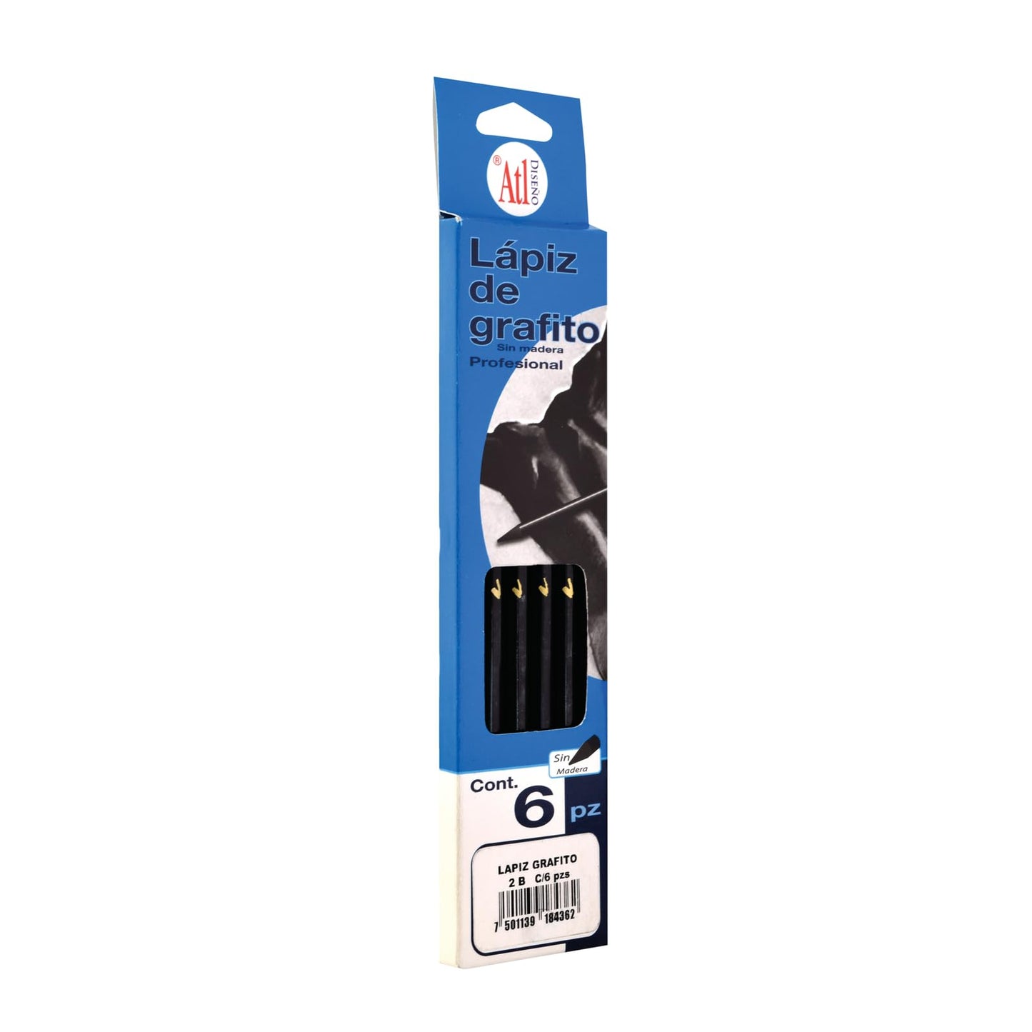 LAPIZ GRAFITO ATL SIN MADERA X6 2B 19624