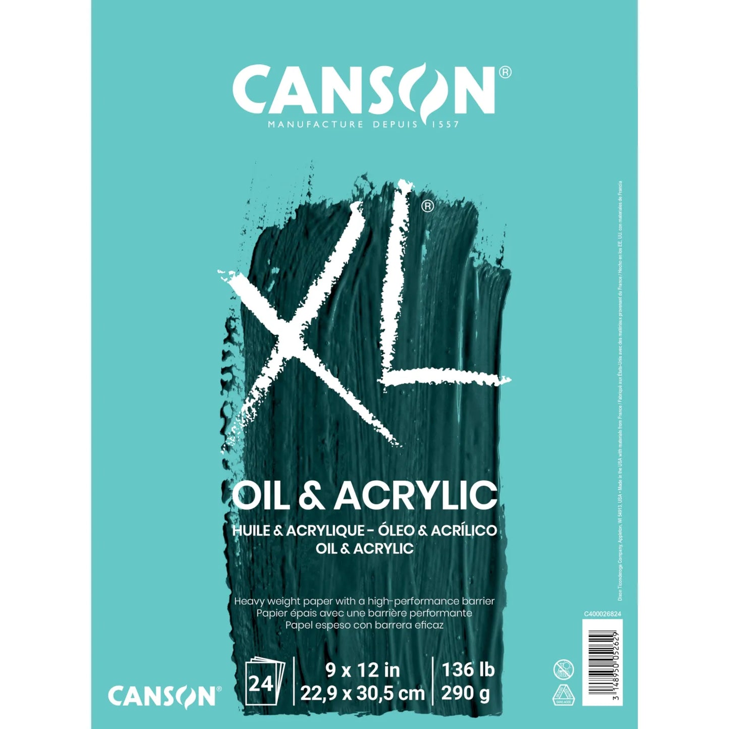 BLOCK CANSON XL ACRYLIC 22.9X30.5CM 24H 290G 63275