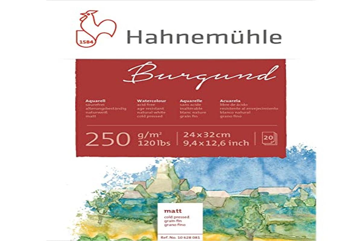 BLOCK HAHNEMÜHLE ACUARELA BURGUND 20HJ 24X32CM 250GSM PAPEL MATE 20638