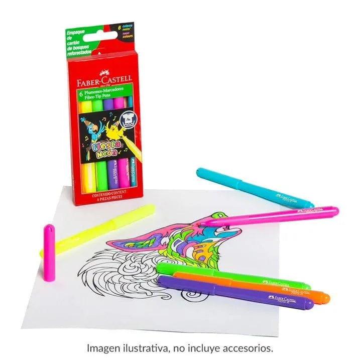 MARCADOR FC FIESTA 45 NEON X 6 PINTA FINA BAG 555304