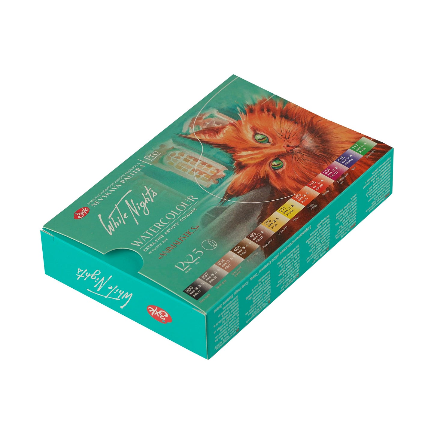 ACUARELAS WHITE NIGHTS EDIC. ANIMALISTICS 12 PASTILLAS EN ESTUCHE PLÁSTICO 350006