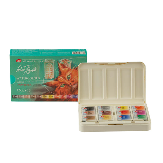 ACUARELAS WHITE NIGHTS EDIC. ANIMALISTICS 12 PASTILLAS EN ESTUCHE PLÁSTICO 350006