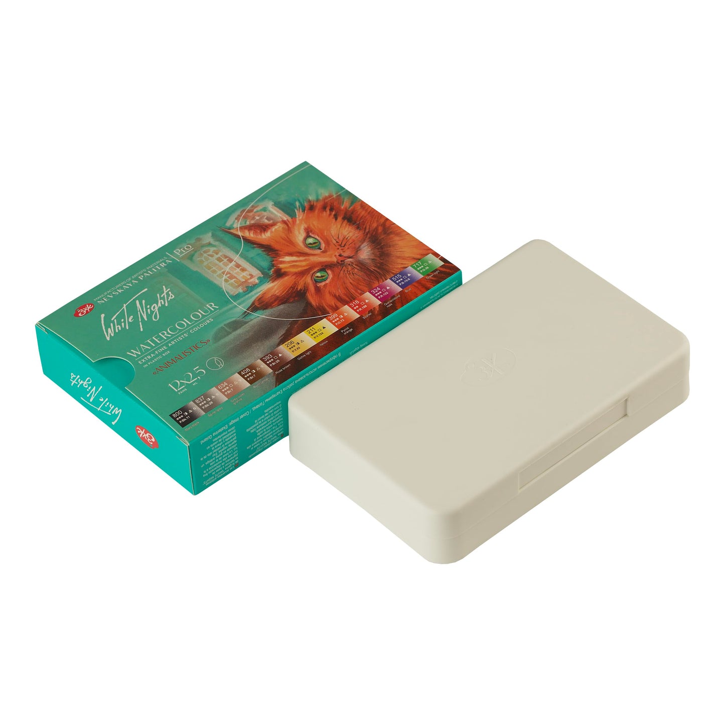 ACUARELAS WHITE NIGHTS EDIC. ANIMALISTICS 12 PASTILLAS EN ESTUCHE PLÁSTICO 350006
