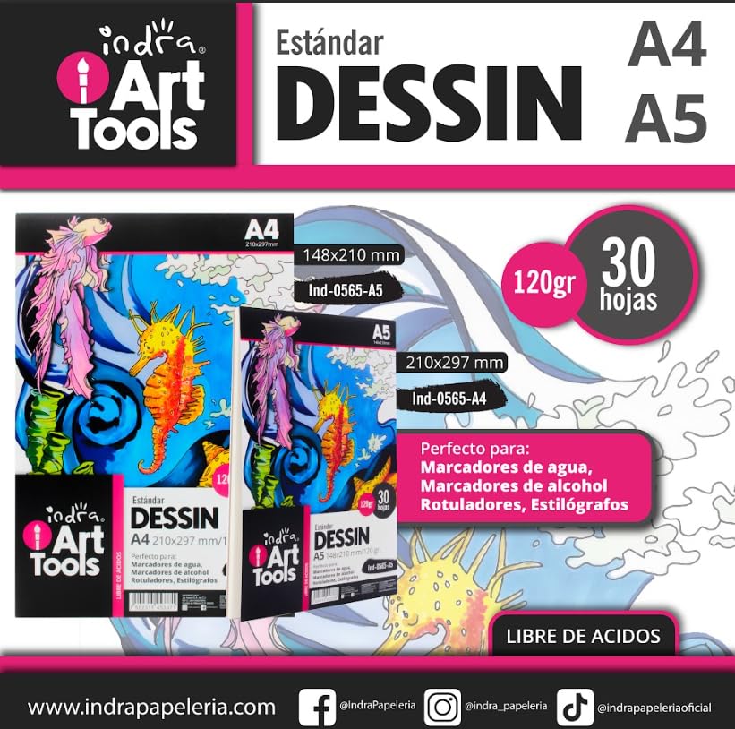 BLOCK ART TOOLS INDRA DESSIN 30HJ 210X297MM120GR IND-0565-A5