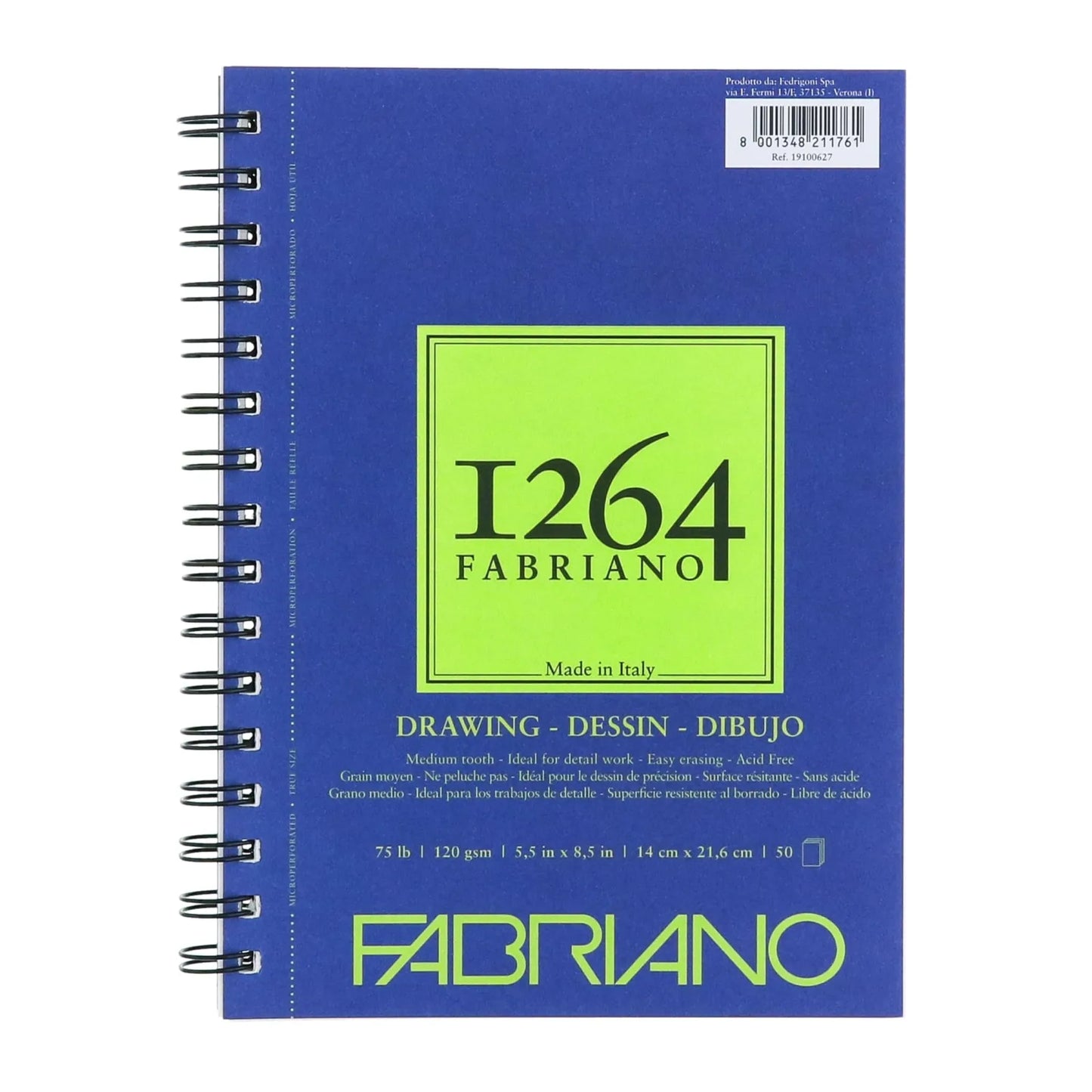 BLOCK FABRIANO 1264 DRAWING ESPIRAL 50H 5.5X8.5 G 120 557627