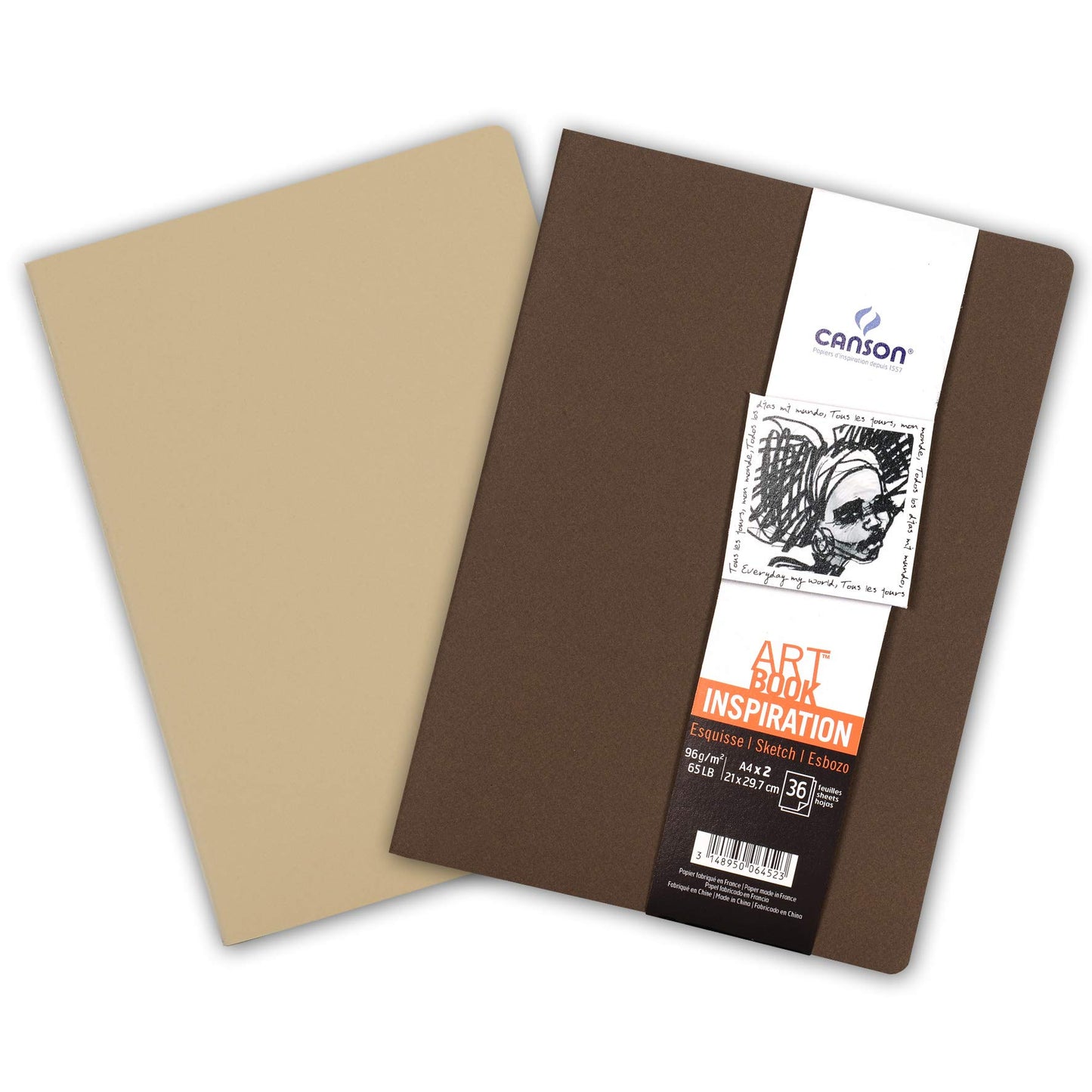 LIBRO DE DIBUJO CANSON INSPIRATION PORTADA MARRON C2PZ 21X29.7CM 96G 36H A4 ECAF006452