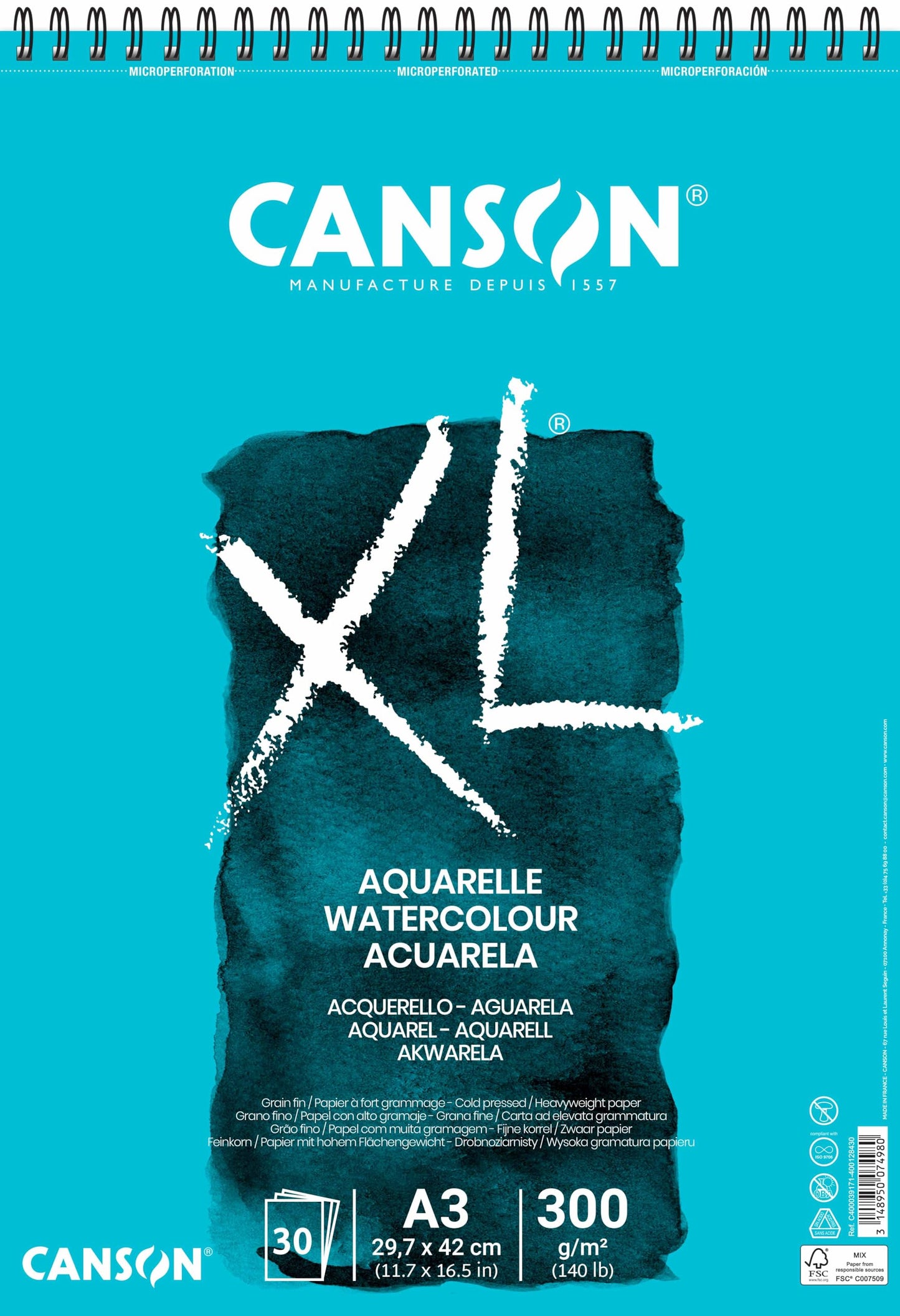 ALBUN CANSON XL AQUARELLE A3 29.7X42CM 300G 30HJ GF 62762
