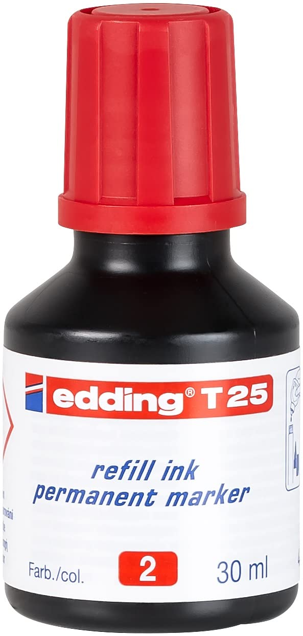 TINTA EDDING RECARGA MARCADOR PERMANENTE 30ML POR GOTEO ROJO 61-E-T25-02