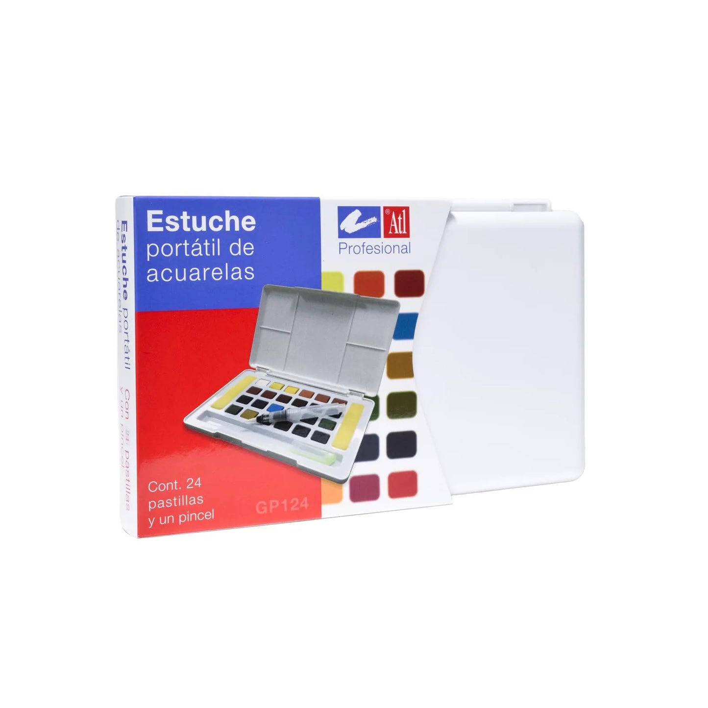 ACUARELA ATL PORTATIL CON 24 COLORES BASICOS  1 PINCEL GP124 30156
