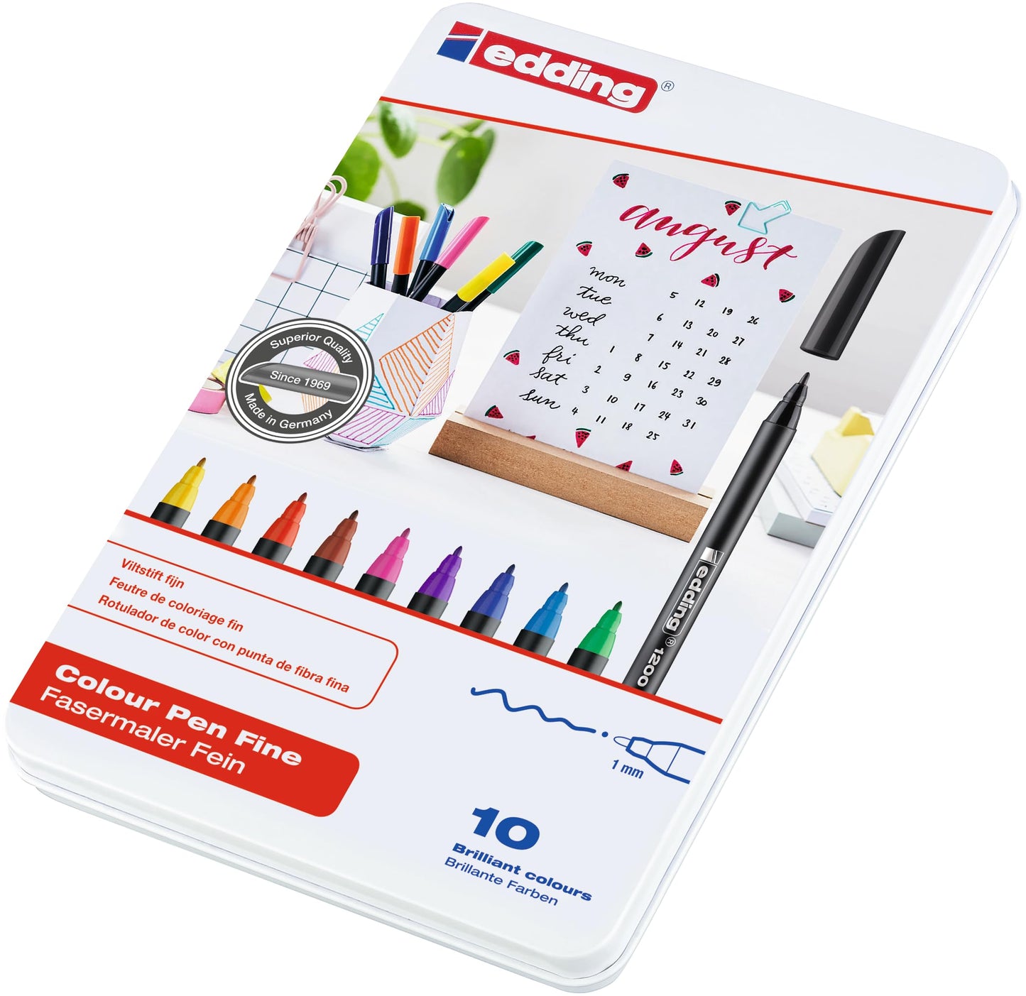 ROTULADOR EDDING COLOUR PEN P. FIBRA 1MM ESTUCHE DE METAL X10 61-E-120010