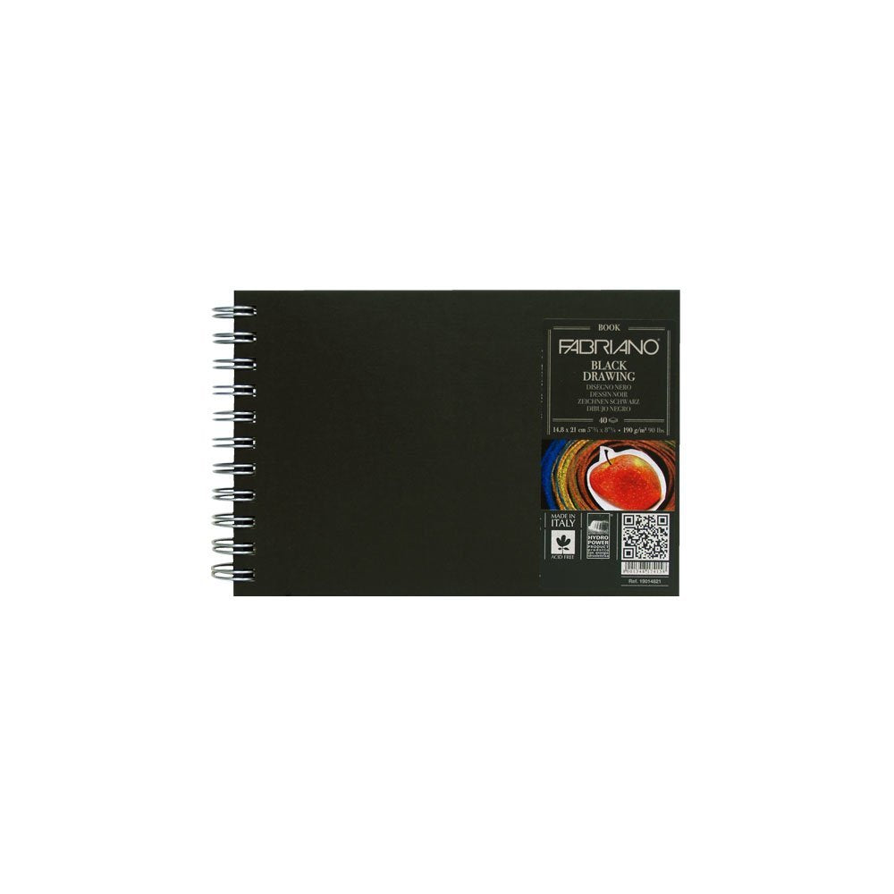 BLOCK FABRIANO BOOK BLACK DRAWING A5 40H 14.8X21CM G190 559822