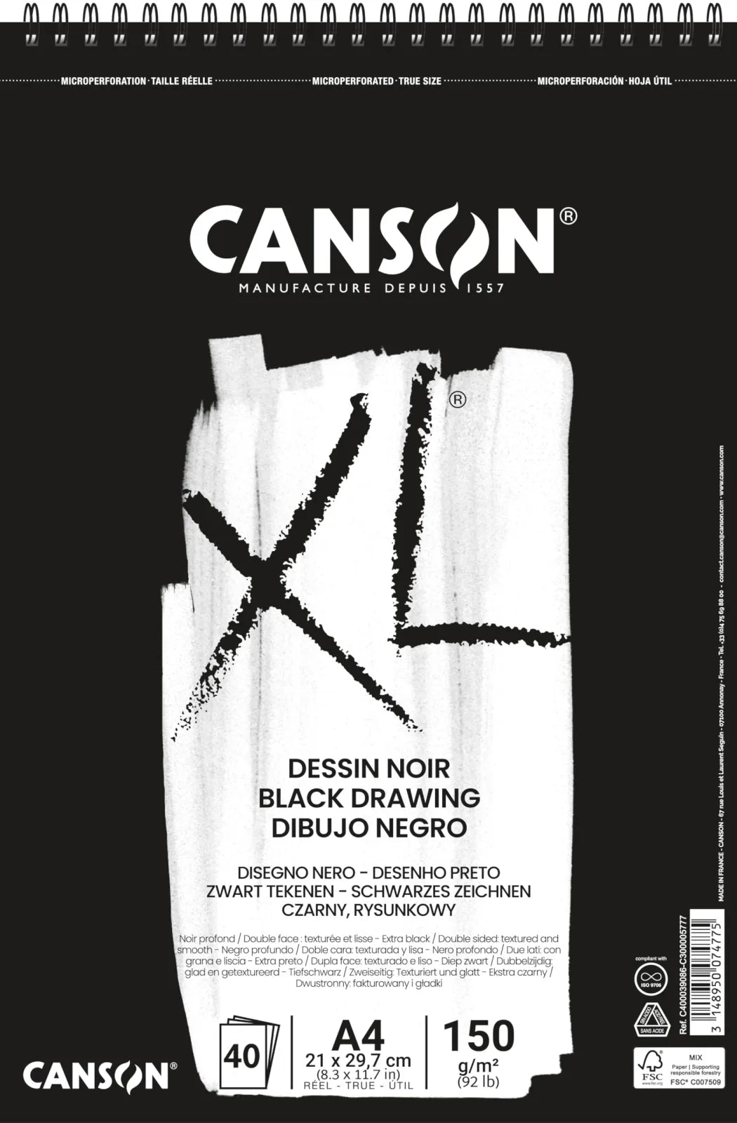 ALBUN CANSON XL DESSIN NOIR A4 21 X 29.7 40HJ 150G 57614