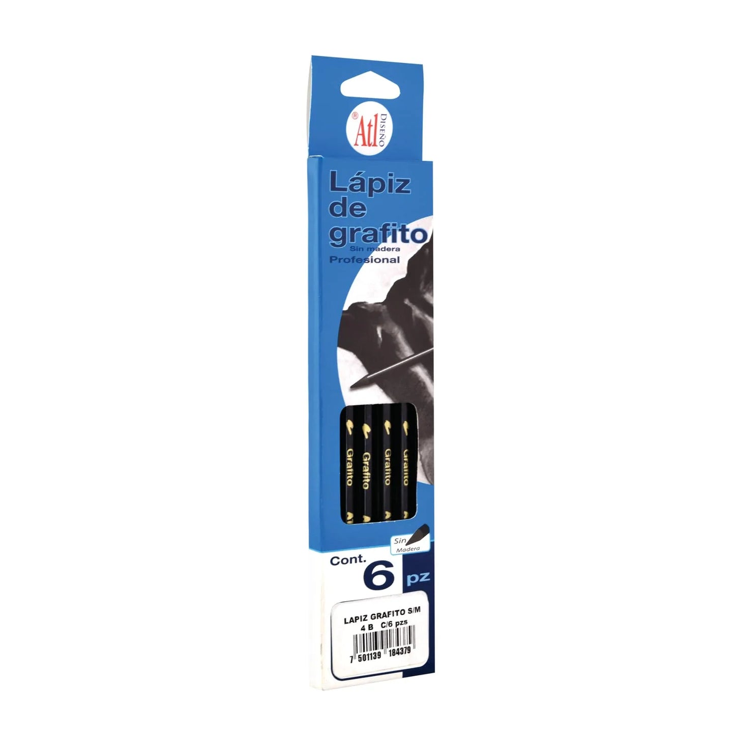 LAPIZ GRAFITO ATL SIN MADERA X6 4B 19625