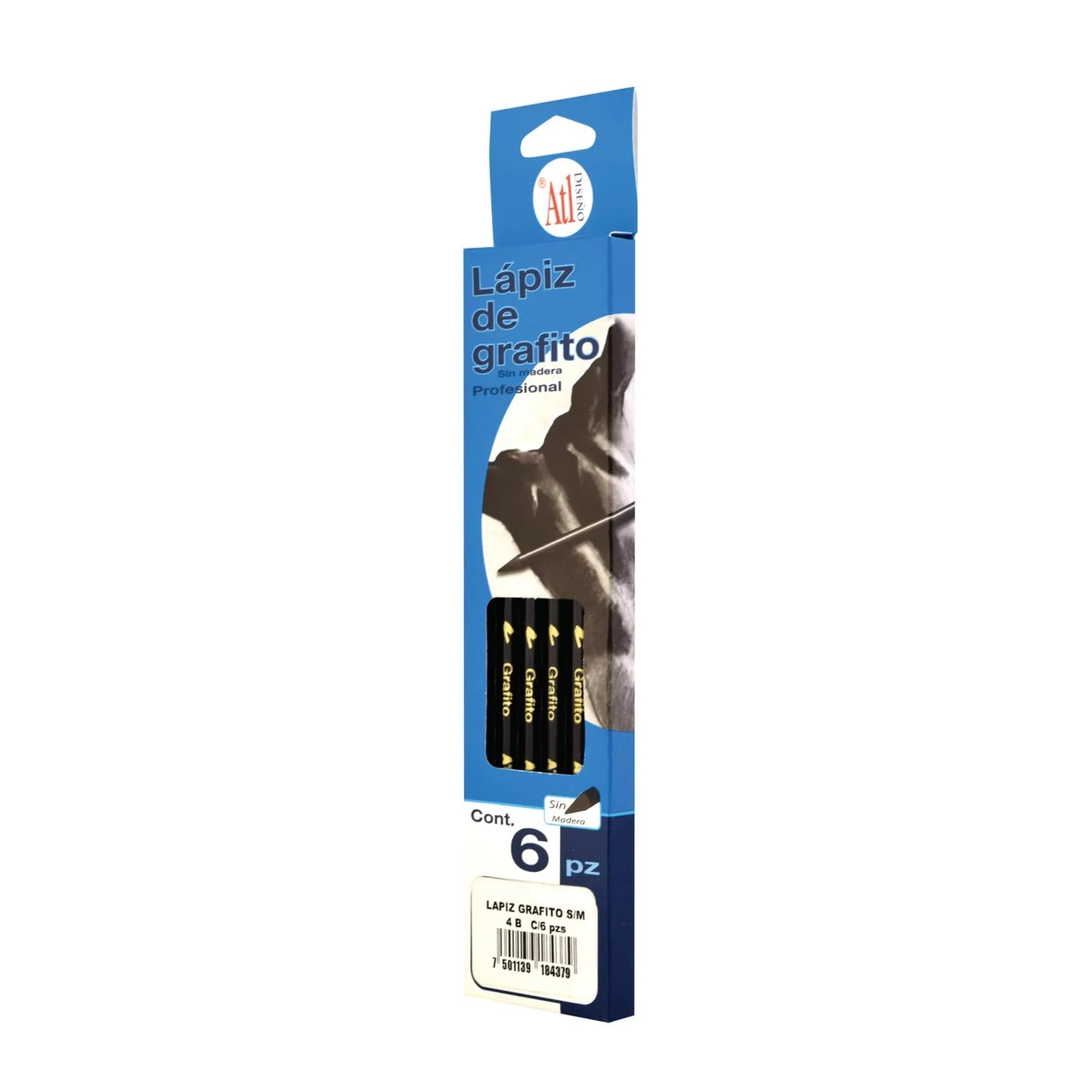 LAPIZ GRAFITO ATL SIN MADERA X6 4B 19625