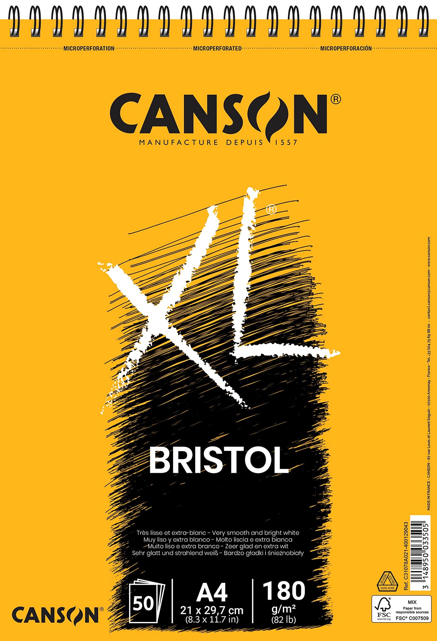 BLOCK CANSON XL BRISTOL 21 X 29.7CM 50H 180G 73211