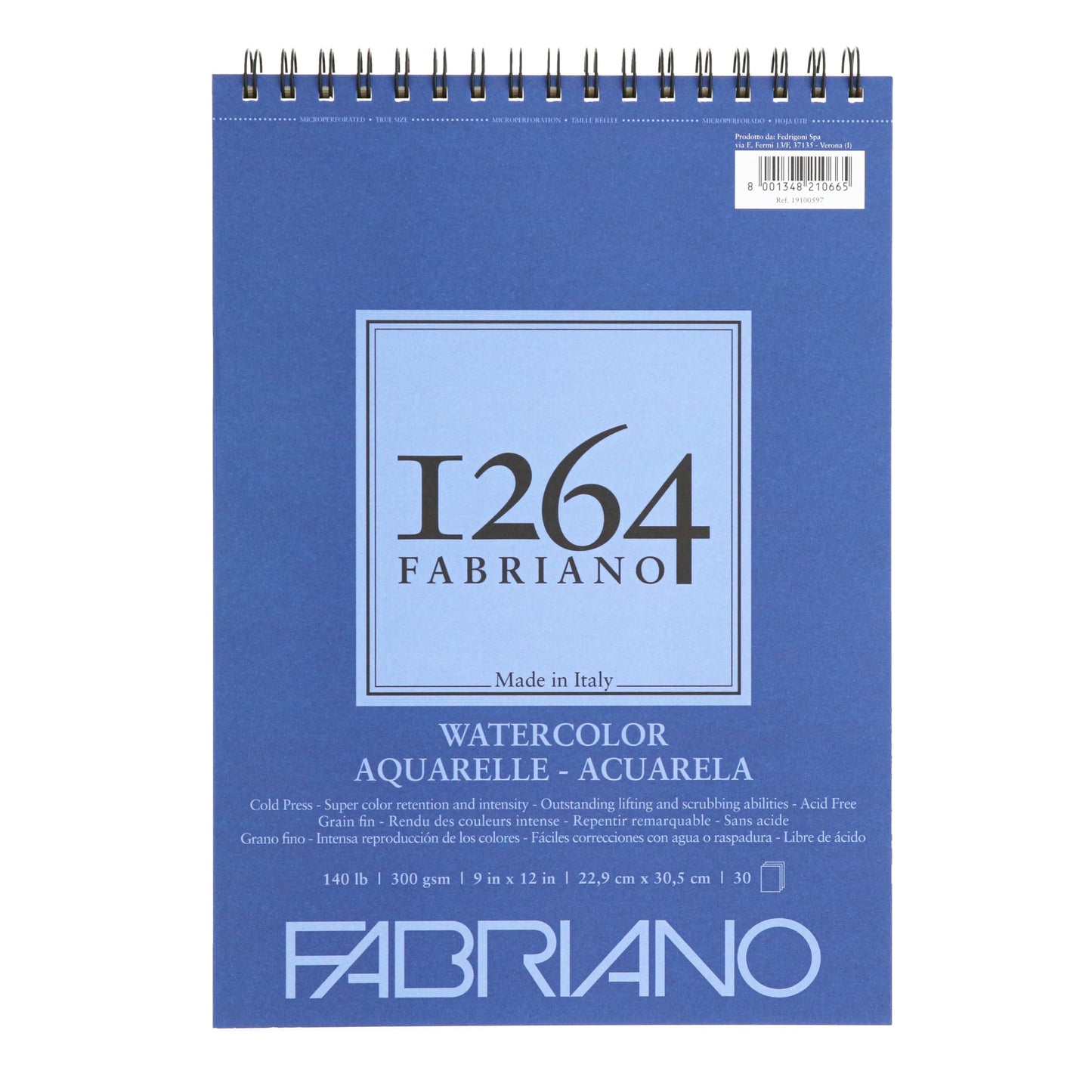 BLOCK FABRIANO 1264 WATERCOLOR ESPIRAL 30H 9X12 G300 557597