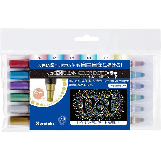 MARCADORES  KURETAKE ZIG CLEAN COLOR DOT METALICO PUNTA REDONDA TC-81006V 746806