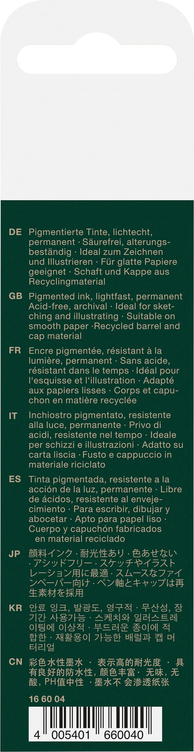 Estilografo FC Desechable Ecco Pigment (0.1/0.3/0.5/0.7) x 4 166004