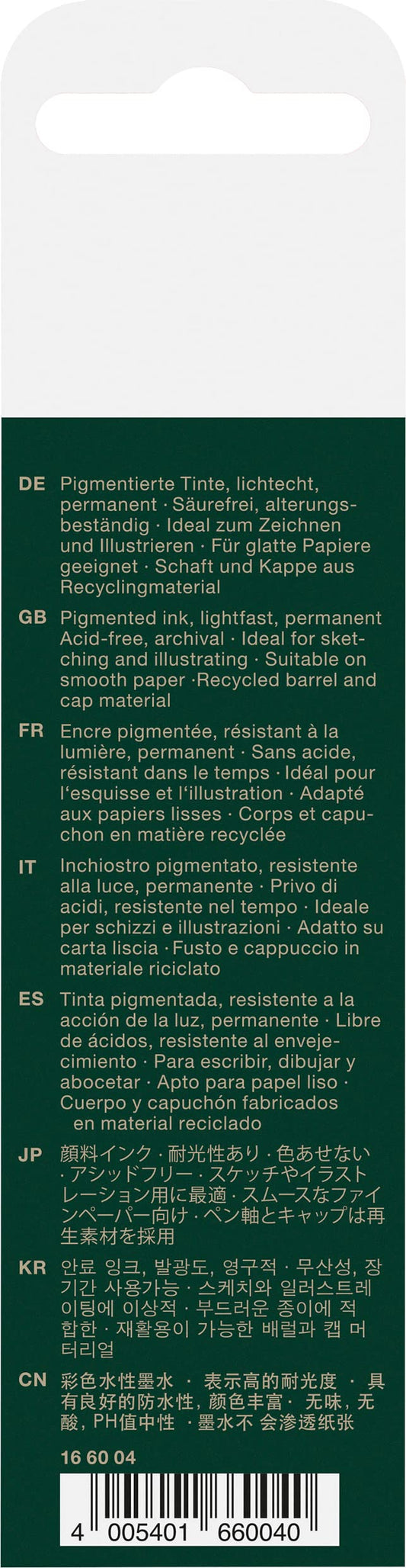Estilografo FC Desechable Ecco Pigment (0.1/0.3/0.5/0.7) x 4 166004